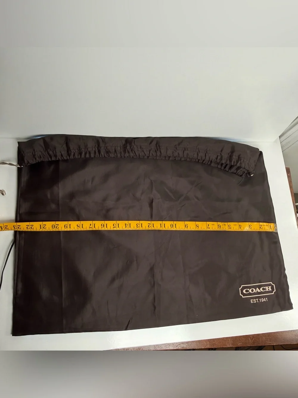 Coach brown sateen Drawstring Dust Bag. 23 by 18 inches.